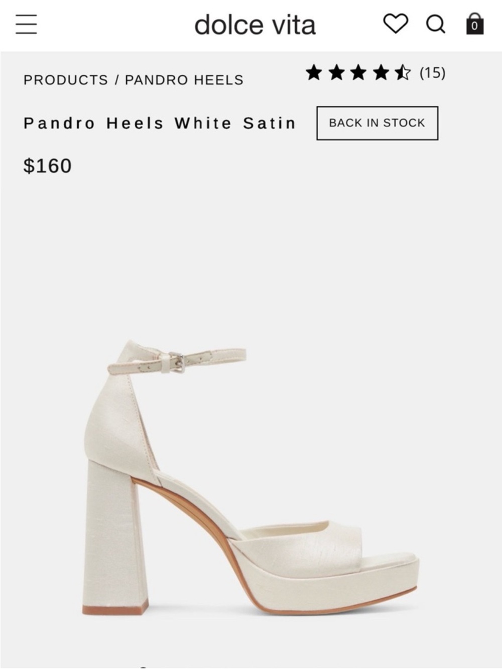 Dolce Vita Pandro White Satin Block Platform Heel